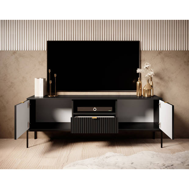 Meubella TV-Meubel Navil - Zwart - 154 cm