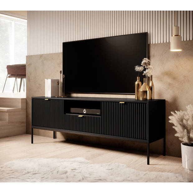 Meubella TV-Meubel Navil - Zwart - 154 cm