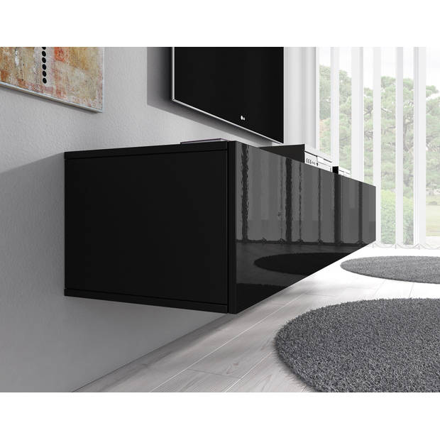 Meubella TV-Meubel Flame XL - Zwart - 180 cm