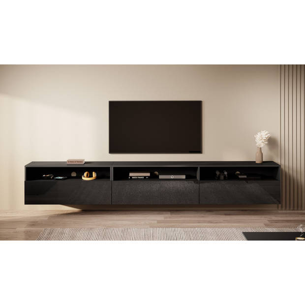 Meubella TV-Meubel Antrix - Zwart - 270 cm