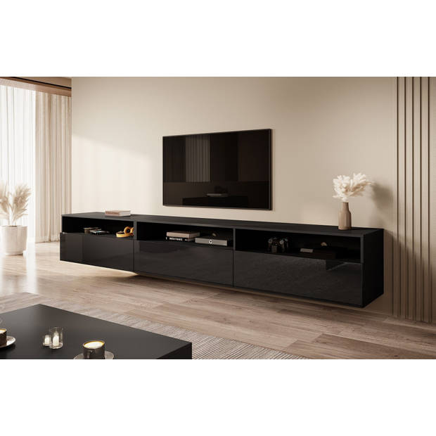 Meubella TV-Meubel Antrix - Zwart - 270 cm