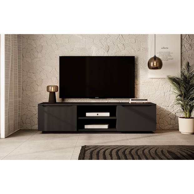 Meubella TV-Meubel Fairmont - Mat zwart - 160 cm