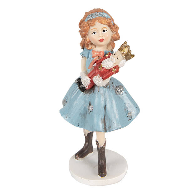 Clayre & Eef Decoratie Beeld Kind 12 cm Blauw Polyresin Kerstfiguren Blauw Kerstfiguren