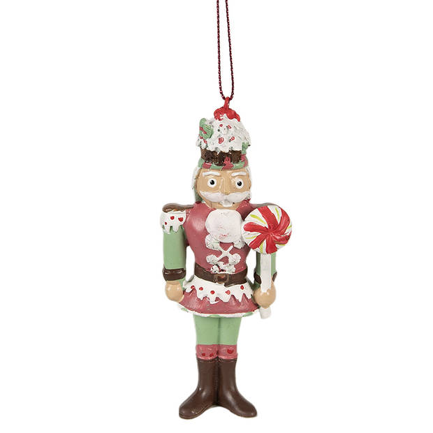 Clayre & Eef Kersthanger Notenkraker 12 cm Rood Polyresin Kerstboomversiering Rood Kerstboomversiering