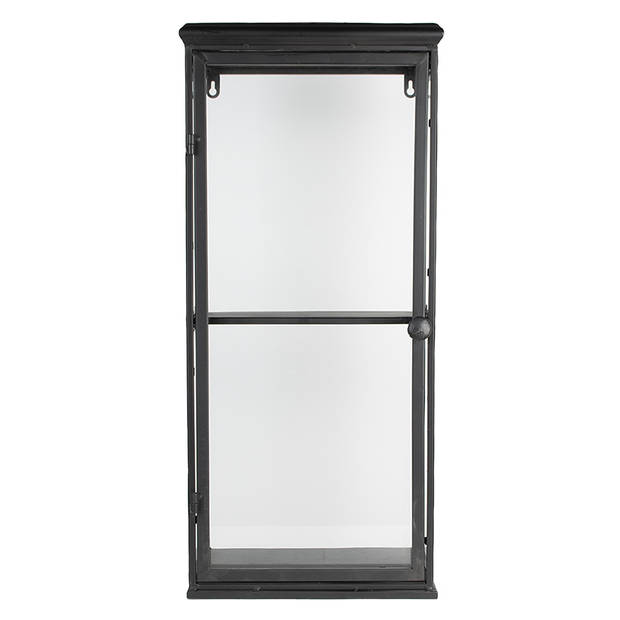 Clayre & Eef Vitrinekast 31x21x70 cm Zwart Ijzer Glas Wandkast Zwart Wandkast