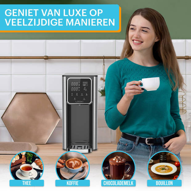 Looki Heetwaterdispenser 3.0L - 2600W - Touch Display - Melkfunctie - Instant Waterkoker - Heetwatertap - Warmwater