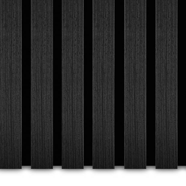 Akupanel Akoestische Wandpanelen Eiken Zwart 3-zijdig Gefineerd Lattenwand 270 x 60 cm