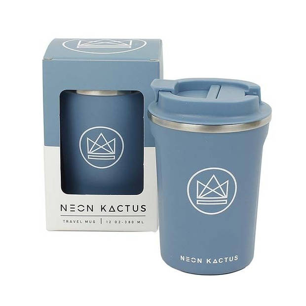 Neon Kactus - Reisbeker 380 ml Super Sonic - Roestvast Staal - Blauw