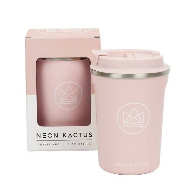 Neon Kactus - Reisbeker 380 ml Pink Flamingo - Roestvast Staal - Roze