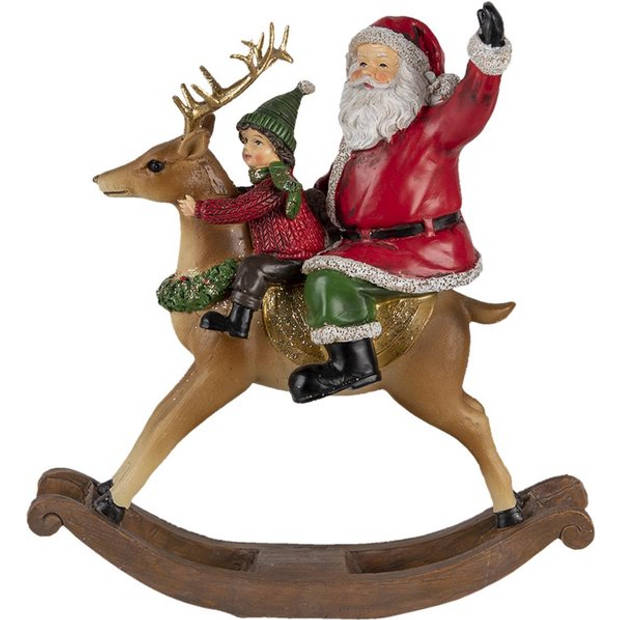HAES DECO - Kerstman deco Figuur 20x7x22 cm - Rood - Kerst Figuur, Kerstdecoratie
