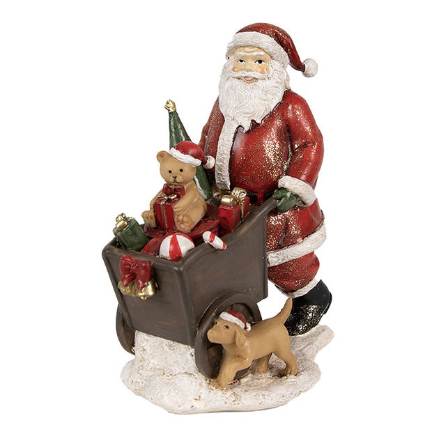 HAES DECO - Kerstman deco Figuur 12x8x15 cm - Rood - Kerst Figuur, Kerstdecoratie