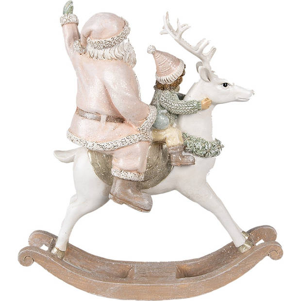 HAES DECO - Kerstman deco Figuur 21x8x23 cm - Roze - Kerst Figuur, Kerstdecoratie