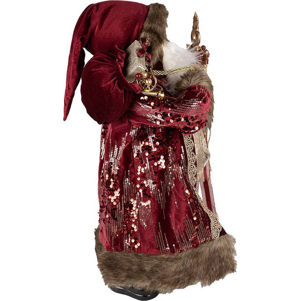 HAES DECO - Kerstman deco Figuur 29x20x63 cm - Rood - Kerst Figuur, Kerstdecoratie