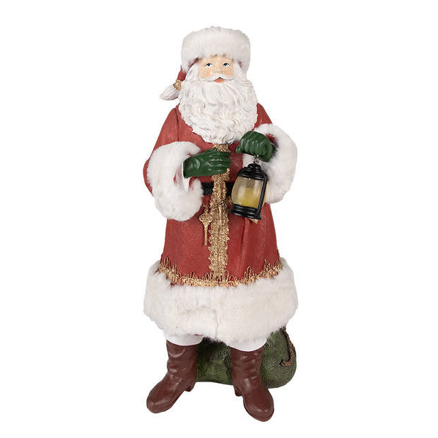 HAES DECO - Kerstman deco Figuur 21x18x45 cm - Rood - Kerst Figuur, Kerstdecoratie