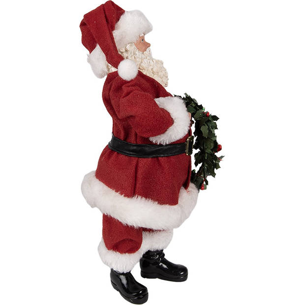 HAES DECO - Kerstman deco Figuur 16x8x28 cm - Rood - Kerst Figuur, Kerstdecoratie