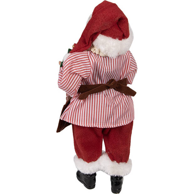 HAES DECO - Kerstman deco Figuur 16x8x28 cm - Rood - Kerst Figuur, Kerstdecoratie