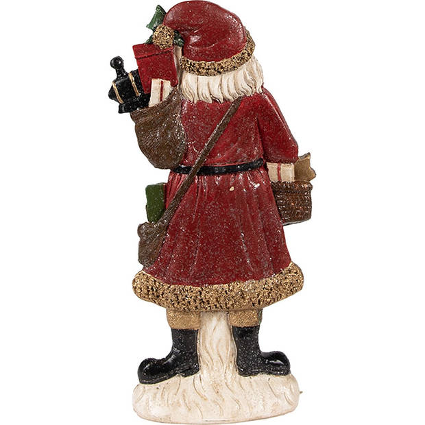 HAES DECO - Kerstman deco Figuur 12x4x24 cm - Rood - Kerst Figuur, Kerstdecoratie