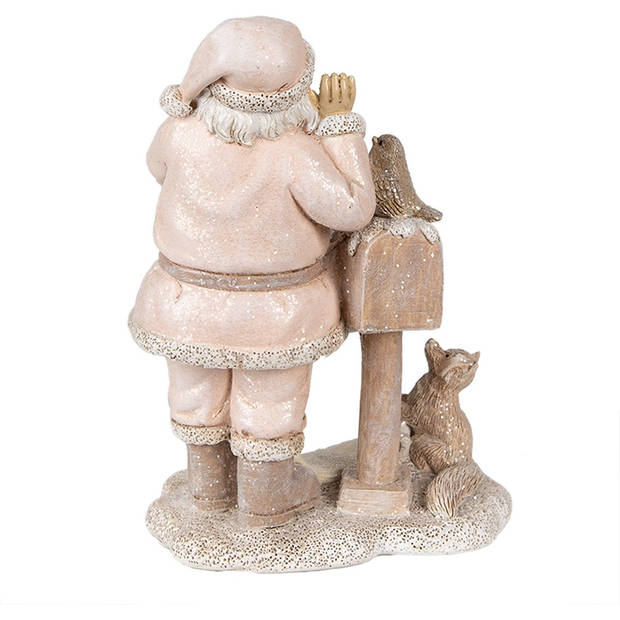 HAES DECO - Kerstman deco Figuur 11x8x15 cm - Roze - Kerst Figuur, Kerstdecoratie