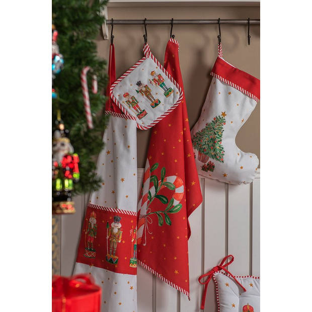HAES DECO - Kerst Kussenhoes 40x40 cm - Wit - Collectie: Happy Little Christmas - Sierkussen, Kussenhoes