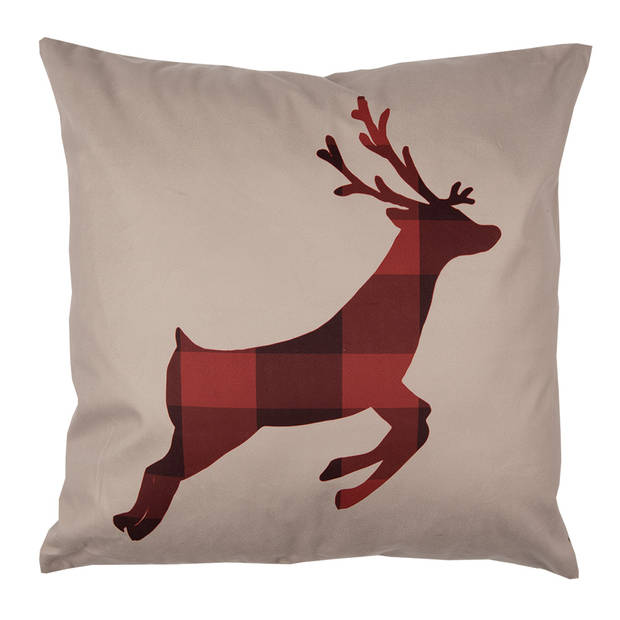 HAES DECO - Kerst Kussenhoes 45x45 cm - Rood - Collectie: Traditional X-mas - Sierkussen, Kussenhoes