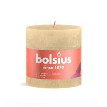 Bolsius - Rustiek stompkaars shine 100 x 100 mm Oat beige kaars
