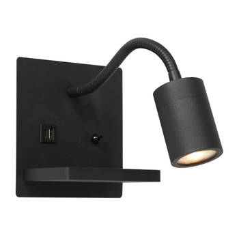 Mexlite wandlamp Upround - zwart - metaal - 3654ZW