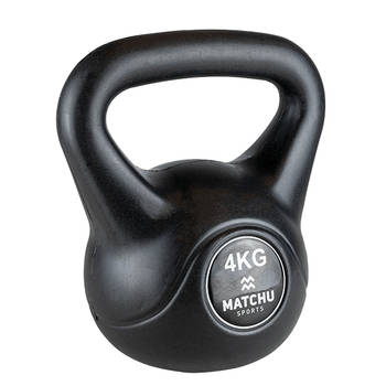 Matchu Sports Kettlebell 4kg - Zwart - 15cm - 22cm - Kunststof