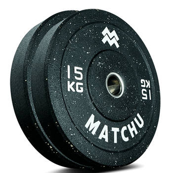 Matchu Sports Hi-temp bumper plate 15 kg - 2 stuks - Zwart - Rubber