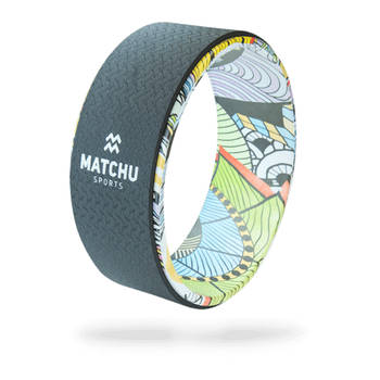 Matchu Sports Yoga Wiel Art - Zwart/kleuren patroon - 13cm - Ø 33cm - ABS