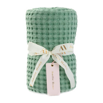 Amelie Home - Vintage Wafel Plaid - Salie groen - 130x150 cm