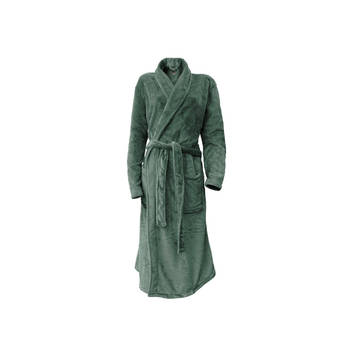 LINNICK Flanel Fleece Badjas Uni - olijf groen - L