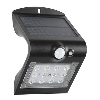 FlinQ Geisha - Solar Wandlamp - Solar Tuinverlichting - Bewegingssensor - 1.5W - Zwart
