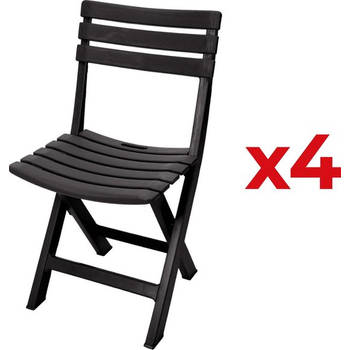 4 x Opklapbare Tuinstoel Komodo antraciet 44x41x78 cm - set van 4 stoelen