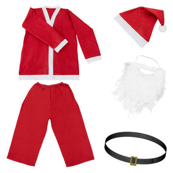 Kerstman kostuum 5-delig rood/wit gemaakt van polyester One size One size