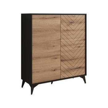 Meubella Dressoir Dolores - Eiken - Zwart - 104 cm - Hoog