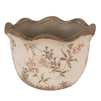 HAES DECO - Bloempot Ø 20x13 cm Beige Roze Keramiek Bloemen Bloempot Binnen