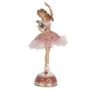 Clayre & Eef Decoratie Beeld Ballerina 29 cm Roze Polyresin Roze