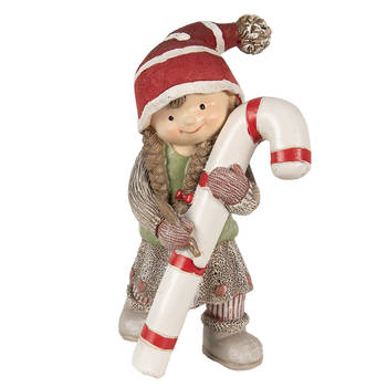 Clayre & Eef Decoratie Beeld Kind 18 cm Groen Polyresin Kerstfiguren Groen Kerstfiguren