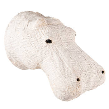 Clayre & Eef Wanddecoratie Nijlpaard 15 cm Beige Papier Ijzer Textiel Muurdecoratie Beige Muurdecoratie