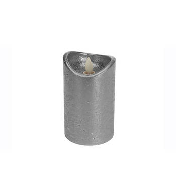 Led kaars - Zilver - 7,5 x 12,5 cm - Op Batterij