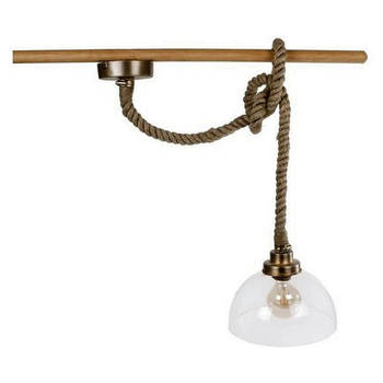 Hanglamp rond dik touw helder glas