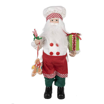 HAES DECO - Kerstman deco Figuur 26x16x46 cm - Rood - Kerst Figuur, Kerstdecoratie
