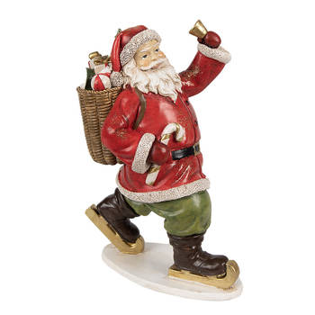HAES DECO - Kerstman deco Figuur 14x11x20 cm - Rood - Kerst Figuur, Kerstdecoratie