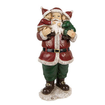 HAES DECO - Kerstman deco Figuur 10x8x21 cm - Rood - Kerst Figuur, Kerstdecoratie