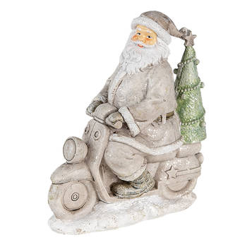 HAES DECO - Kerstman deco Figuur 12x6x14 cm - Zilverkleurig - Kerst Figuur, Kerstdecoratie