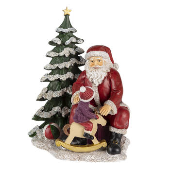 HAES DECO - Kerstman deco Figuur 16x13x22 cm - Rood - Kerst Figuur, Kerstdecoratie