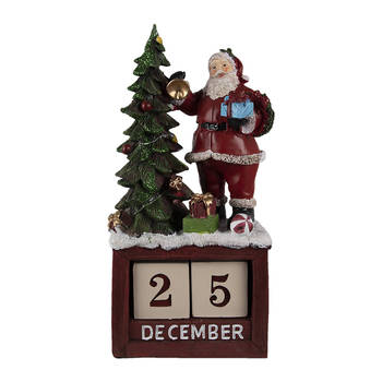 HAES DECO - Kerstman deco Figuur 16x10x34 cm - Rood - Kerst Figuur, Kerstdecoratie
