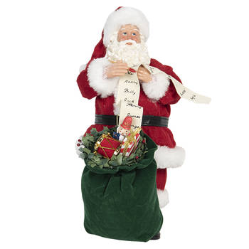 HAES DECO - Kerstman deco Figuur 17x13x28 cm - Rood - Kerst Figuur, Kerstdecoratie
