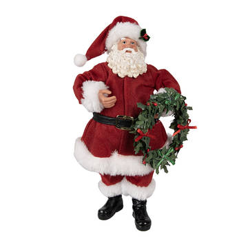 HAES DECO - Kerstman deco Figuur 16x8x28 cm - Rood - Kerst Figuur, Kerstdecoratie