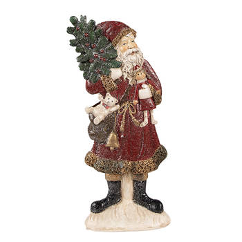 HAES DECO - Kerstman deco Figuur 9x4x23 cm - Rood - Kerst Figuur, Kerstdecoratie